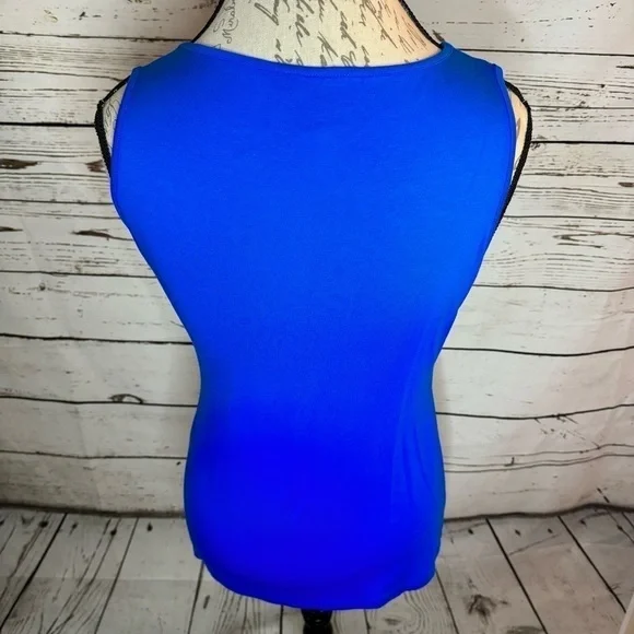 Saks Fifth Avenue Black Label Twist Front Top Blue Medium - Picture 2 of 8